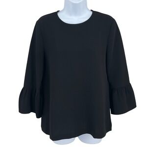 Madewell Blouse Womens S Black Bell Sleeve Minimalist Timeless Flowy Bohemian